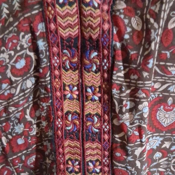 Anthropologie One September Bohemian Red Patterned Women's Top Size Medium - Picture 2 of 11